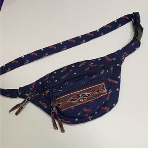 Vintage VERA BRADLEY Belt Bag Fanny Pack  Navy Blue Golf Clubs 90s